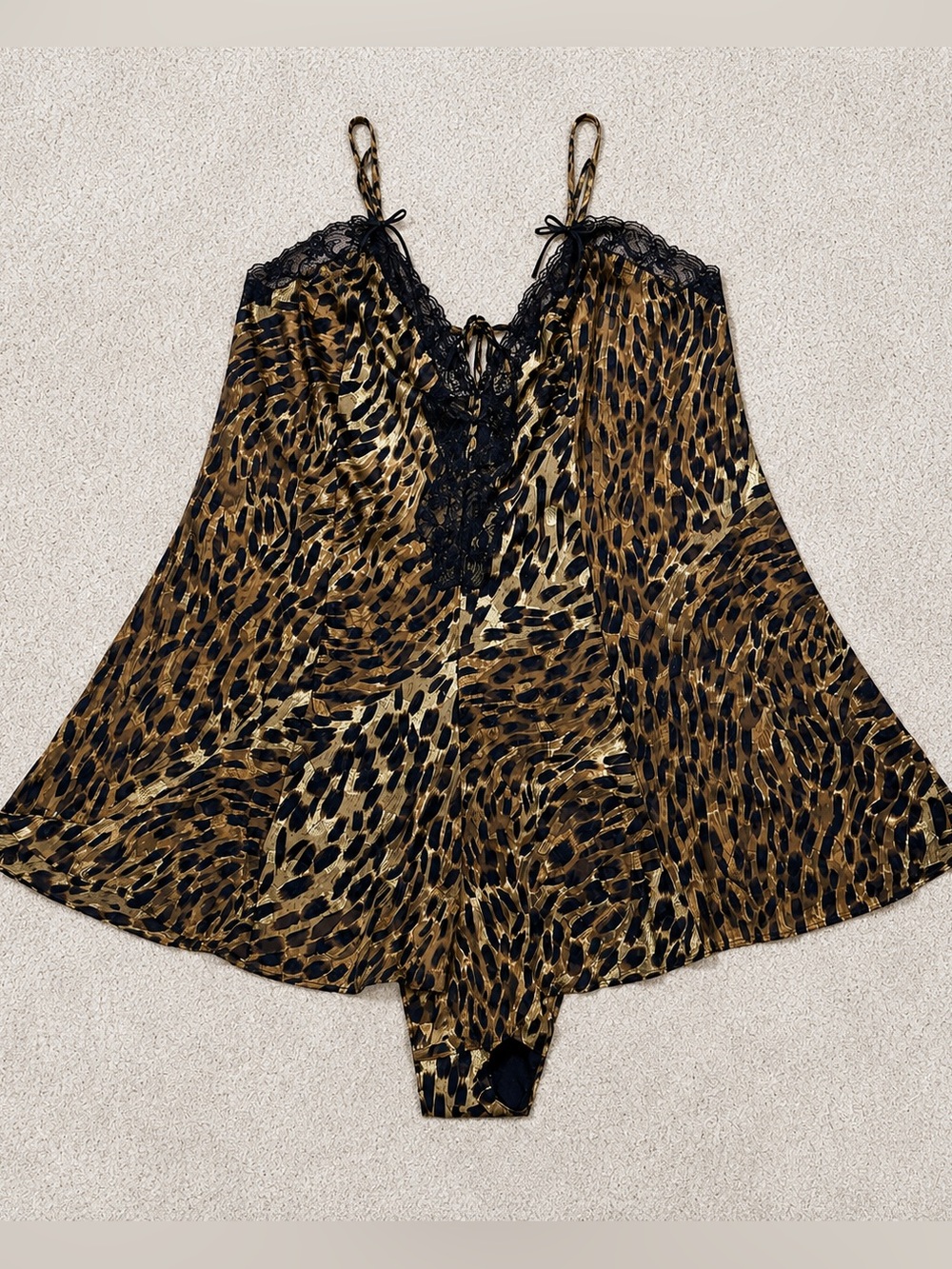 Solange Plus Size 26/28 Leopard Print Animal Chemise Bodysuit Vintage